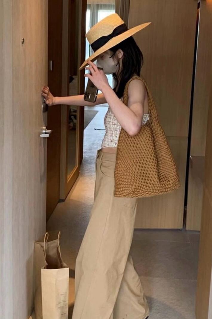 MBH Nylon Handwoven Bucket Shoulder Bag with Small Pouch Large Capacity Casual Commuter Bag - Image 5