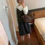 MBH Vintage Suede Tote Bag Winter Large Capacity Dumpling Bag Crossbody Handbag with Shoulder Strap
