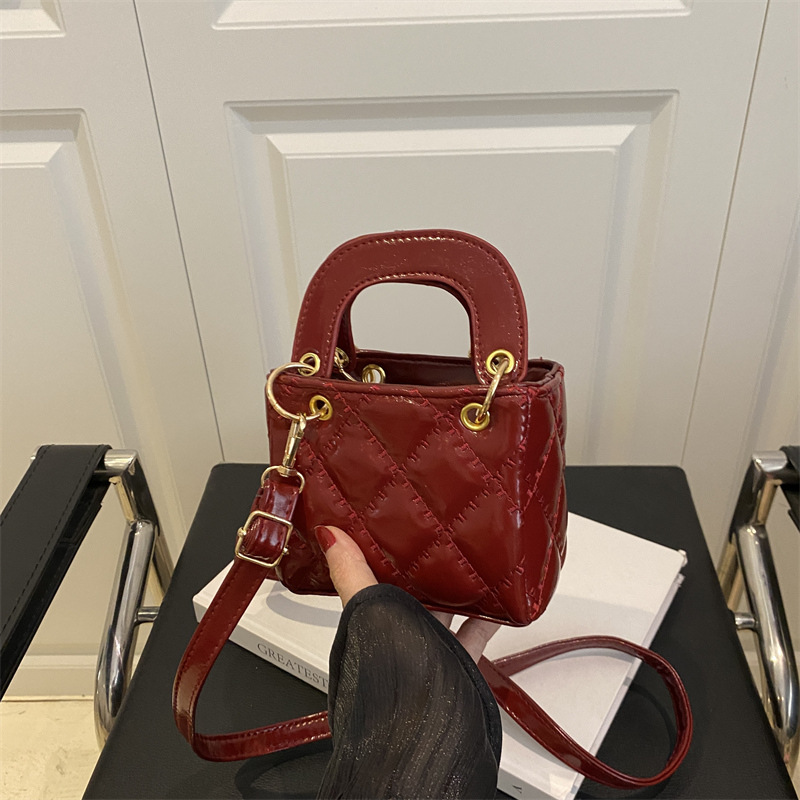 Diamond Quilted Mini Square Handbag for Women 2025 Embroidered Shoulder Crossbody Bag - Image 2